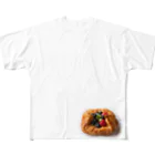 MARUKOSHIKIのブルーベリーとイチゴのデニッシュ フルグラフィックTシャツ