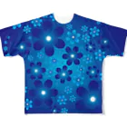 中海岸通りのFlower Line E Blue All-Over Print T-Shirt