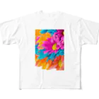 Flower storyのBloom-バイオレット フルグラフィックTシャツ