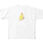 小鳥のほっぺの本読むピヨちゃん All-Over Print T-Shirt