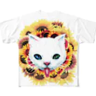 sioriの白猫と向日葵 フルグラフィックTシャツ