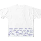 Umikko8823のお魚　青LINE All-Over Print T-Shirt