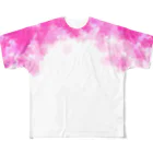 サワネチヒロのショップの桜舞う２ル 水彩風スクエア横シームレス背景、フレーム All-Over Print T-Shirt