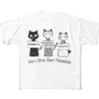 猫と月の三者三にゃー フルグラフィックTシャツ