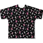 パラソルネットのメイド服のフルグラTシャツーブラック All-Over Print T-Shirt