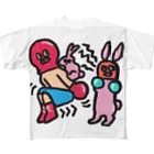 RandYの覆面ボクサーボブ9ウサギ跳び誘拐と間違われる フルグラフィックTシャツ