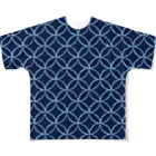 きまぐれノーティのきまぐれWa風「七宝」_藍（ジャパンブルー） All-Over Print T-Shirt