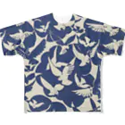 fullTshirt_PublicDoのPigeons in white and blue 1928 フルグラフィックTシャツ