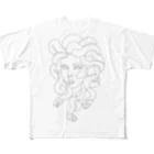 Ikarus ギリシャ神話の芸術のメデューサ顔肖像画ヘビ髪の毛 All-Over Print T-Shirt