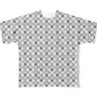 きまぐれノーティのきまぐれWa風「MaruSikaku市松」_錫色（すずいろ） フルグラフィックTシャツ