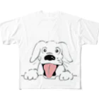 たぬき丸の館のひょっこり犬 フルグラフィックTシャツ