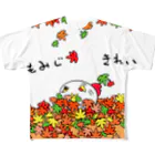 NOKIO MUXのニワトリと紅葉 フルグラフィックTシャツ