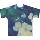 minimumのblue flower フルグラフィックTシャツ