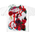 翠色の眼鏡の鳥居と狐姫 All-Over Print T-Shirt