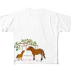 poniponiの与那国馬とサガリバナ フルグラフィックTシャツ