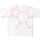 分子構造のカフェインの分子構造 フルグラフィックTシャツ