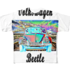 PALA's SHOP　cool、シュール、古風、和風、のVolkswagen Beetle フルグラフィックTシャツ