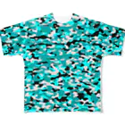 Military Casual LittleJoke のCasualCamo TurquoiseBlue カジュアル迷彩 水色 フルグラフィックTシャツ