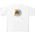 poniponiの馬と花 フルグラフィックTシャツ