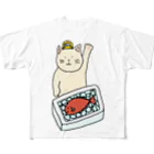 ＋Whimsyの魚市場ねこ フルグラフィックTシャツ