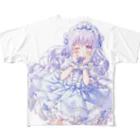 小鳥の食事の水色フリル All-Over Print T-Shirt