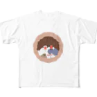 雛乃の文鳥グッズ屋さんの文鳥一家のどこでも壷巣！住み着くシリーズ All-Over Print T-Shirt