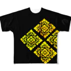 Toko Nataraja Baliのバリ菱ｘ４でか黒　金風 All-Over Print T-Shirt