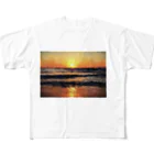 One natureのオレンジ夕日 フルグラフィックTシャツ