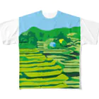 gohan-gumiの棚田 フルグラフィックTシャツ