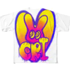 Crazy Rabbit Shop IkedaのCrazy Rabbit Shop Ikeda pinkyellow フルグラフィックTシャツ フルグラフィックTシャツ