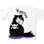 Kyattou shopのお背中キャットウ フルグラフィックTシャツ