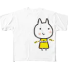 Drecome_Designの【悪巧み】うさねこ【腹黒】 フルグラフィックTシャツ