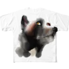 わんこわんこの黒犬サキたん All-Over Print T-Shirt