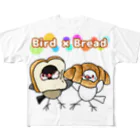 Lily bird（リリーバード）のパンの着ぐるみ文鳥ず フルグラフィックTシャツ