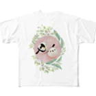 羊毛けだまkanaのおまんじゅうシマエナガちゃん All-Over Print T-Shirt