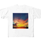 コロと消防士の台風前夜の夕日 フルグラフィックTシャツ