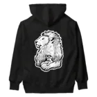 もけけ工房 SUZURI店のカブと獅子(モノクロ) Heavyweight Hoodie