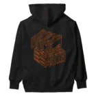 ドコデモモタード*DOCOMOTAのBack:3D DOCOMOTA  F:DCMT Logo オレンジ Heavyweight Hoodie