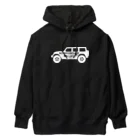 QUQU_WORKSのノーラングラーノーライフ ジープ ホワイト Heavyweight Hoodie