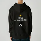 コチ(ボストンテリア)のバックプリント:ボストンテリア(HOWL at the MOON ロゴ)[v2.8k] Heavyweight Hoodie