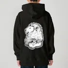 もけけ工房 SUZURI店のカブと獅子(モノクロ) Heavyweight Hoodie