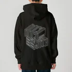 ドコデモモタード*DOCOMOTAのBack:3D DOCOMOTA  Front:DCMT Logo ホワイト Heavyweight Hoodie