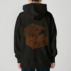 ドコデモモタード*DOCOMOTAのBack:3D DOCOMOTA  F:DCMT Logo オレンジ Heavyweight Hoodie