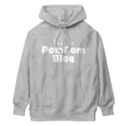 mf@PomPomBlogのMutant Pom Pom Blog Logo（white） ヘビーウェイトパーカー