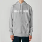 HI-IZURUのHIｰIZURU（白文字）背中にHINOMARU国の地図（Land of the Rising Sun）　ヘビーウェイトパーカー Heavyweight Hoodie