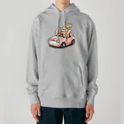 働きたくないのうさぎカーを運転するうさぎ Heavyweight Hoodie