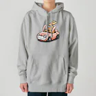 働きたくないのうさぎカーを運転するうさぎ Heavyweight Hoodie