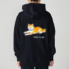 Shiba Inu Streetの水色の首輪をつけてゆったり座る柴犬のドット絵 Heavyweight Hoodie