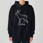 MrKShirtsのShika (シカ) 白デザイン Heavyweight Hoodie