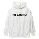 HI-IZURUのHIｰIZURU（黒文字）背中にHINOMARU国　国旗　ヘビーウェイトパーカー Heavyweight Hoodie